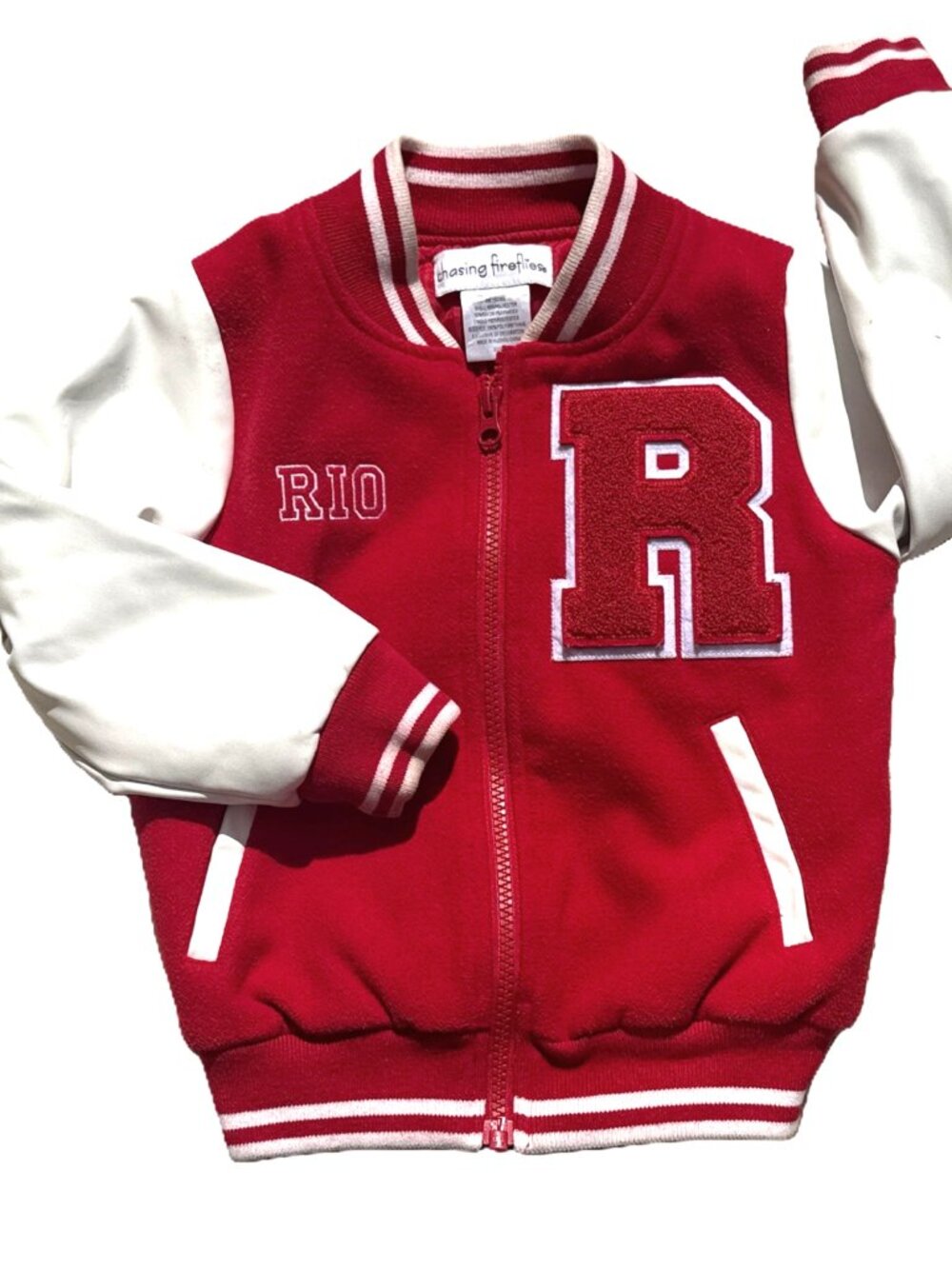 Chasing Fireflies Monogram Letterman Jacket, Sz 4